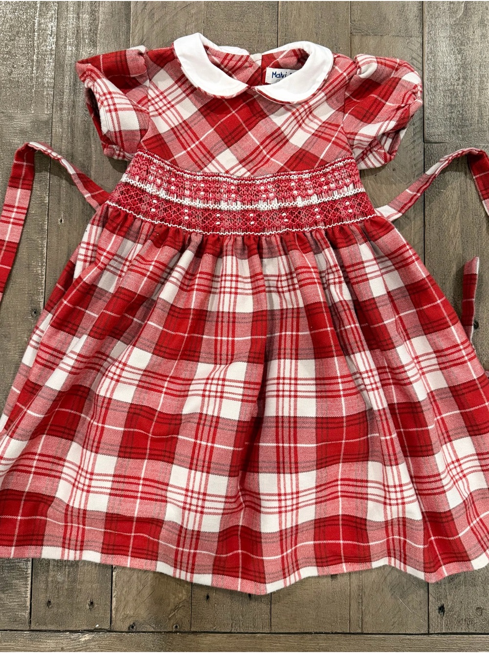 Malvi & Co. Girls Red Plaid Smocked Christmas Holiday Dress